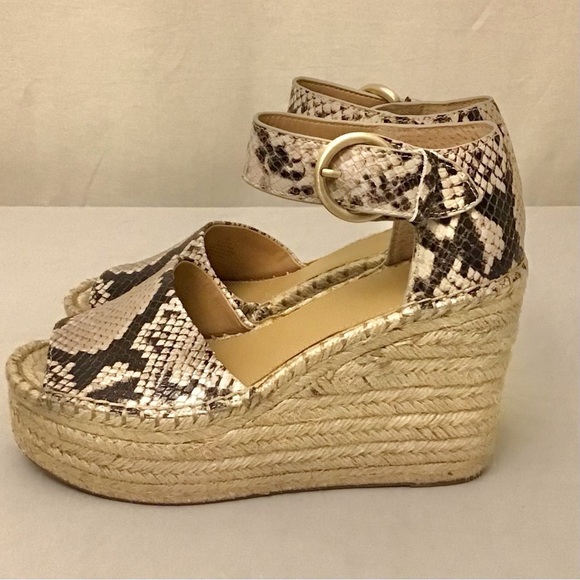Marc Fisher 7.5 Women's Lalida Espadrille Wedge Sandals Snakeskin Print Leather - Picture 11 of 11